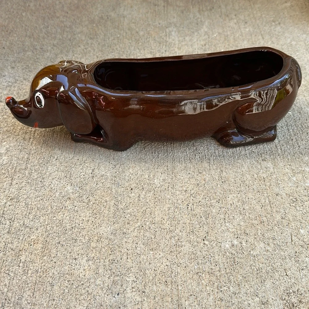 📌 Mid Century Modern Dachshund Pottery Planter Japan 11 x 3 - Picture 2 of 7
